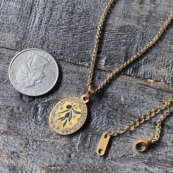 NEW Olive Branch & Rhinestone Layering Necklace - Picture 15 of 16